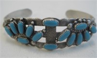 Hopi SS & Turquoise Bracelet - Hallmarked