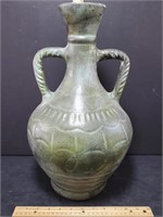 17" Tall Ceramic Green Vase