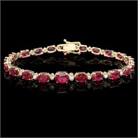 `14k Gold 17.00ct Ruby & 0.70ct Diamond Bracelet