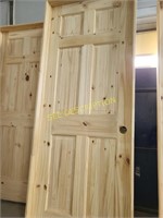 28" Left Hand 6 Panel Knotty Pine Interior Door