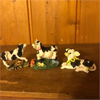 (3) Resin Cow Figurines