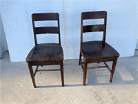 Set of 2 matching wood chairs.