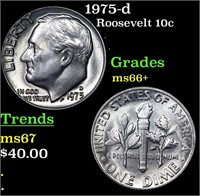 1975-d Roosevelt Dime 10c Grades GEM++ Unc