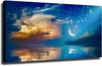 Ukewei Moon Reflected In Sea  Starry Sky Poster  N