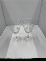 Set of 2 Vintage Crystal Wine Goblets