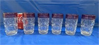 6 Vtg Kings Crown Thumbprint Water/Tea Glasses