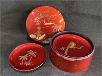 VTG Red Lacquer Coaster Set in Box