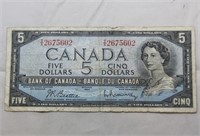 Canada $5 Banknote 1954 BC-39b Beattie - Rasminsky