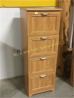 54" tall wooden filing cabinet with 4 drawers