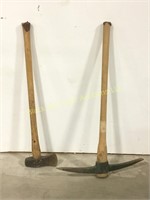 Long handled axe and pick axe