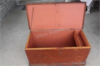 Antique Solid Wood Storage Child's Box, Flip Top