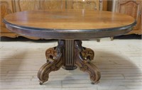 19th Century Napoleon III Oak Pedestal Table.