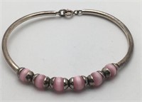 Sterling Silver Pink Bead Bracelet