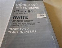 31in x 64in  1 inch cordless vinyl blind whiite