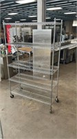 4’ ROLLING WIRE RACK, CHROME(LIGHT RUST)- GOOD