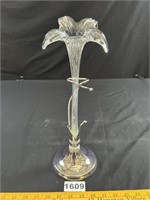 Flower Shaped Glass Vase on Metal Base