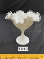 Milk Glass Ruffled Bowl