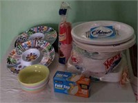 Paper Plates, Serving Trays, Tupperware Bowls