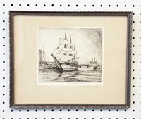 Etching Ship WHALE WANDERER George T Plowman