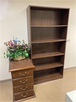 Five shelf bookcase and 2 drawer office cabinet