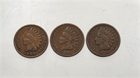 1899, 1897 & 1905 INDIAN CENTS