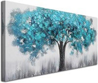 Blue Tree Art  Abstract Canvas  Framed  40x20