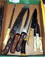 Vintage Flint & Butcher Knives Assorted Box Lot