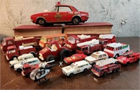 Die cast toys, fire and police themed