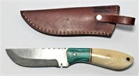 Damascus Steel Knife with Custom Bone/Wood Handle