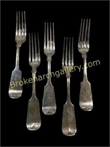 Five Texas Sterling  Silver Forks