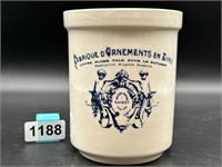 6.5" stoneware utensil crock w/applied graphic