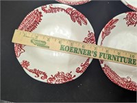 Set of 4 Red & White Plastic Bowls