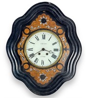 Antique French Wall Clock MOP Inlay
