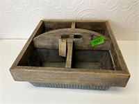 Rustic Wood & Metal Square Divided Caddy
