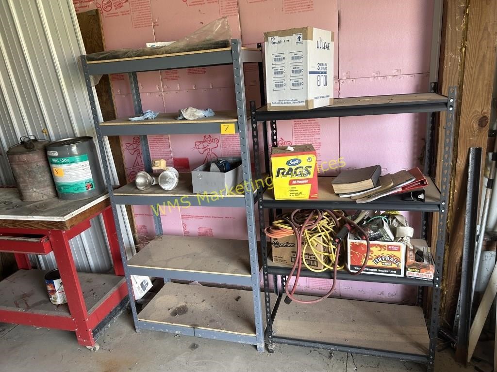 2 Metal Shelves with Contents