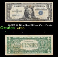 1957B $1 Blue Seal Silver Certificate Grades vf++