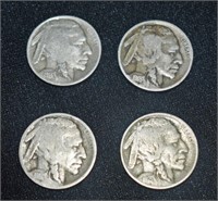 FOUR BUFFALO NICKELS