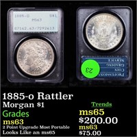 1885-o Rattler Morgan $1 Graded ms63