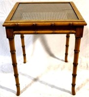 Bamboo table w/ glass top
