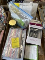 MISC LOT / STRAWS/ SMALL FORKS, CANDLES, ETC
