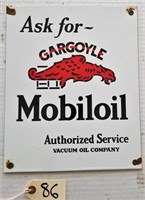 "GARGOYLE MOBILOIL" PORCELAIN SIGN