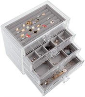 Clear Acrylic Jewelry Box with 4 Drawers Removable