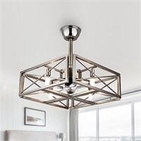 Curve Curio Caged Ceiling Fan with Lights, Modern