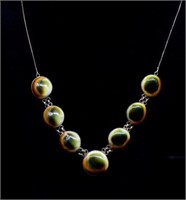 Vintage Operculum pendant & silver chain necklace