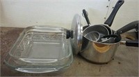 Set of Pans & (2) Glass Baking Pans