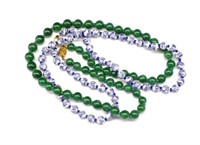 Two Chinese double knot bead necklaces