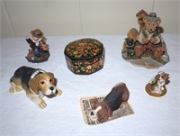 dog figurines & a trinket box