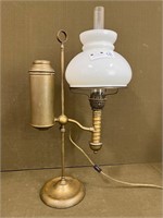 Antique Brass Table Lamp w/ Hurricane Globe