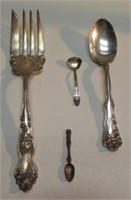 (3) STERLING SILVER SERVING PCS-1 COPPER SPOON.