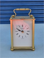 VTG W GERMANY JOSTENS QUARTZ BRASS CARRIAGE CLOCK